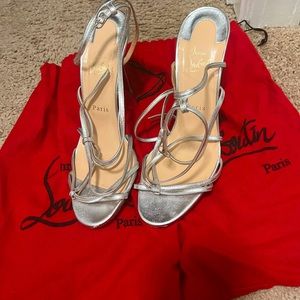 Like new Silver Strappy Christian Louboutin heels